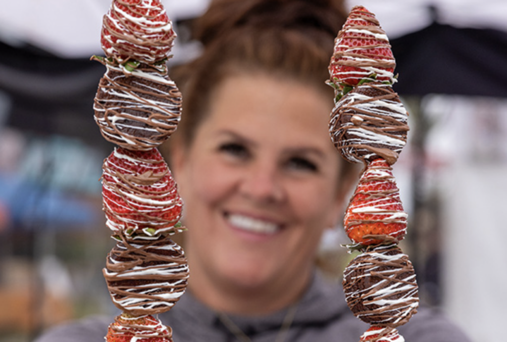 Strawberry Kabobs, Strawberry Pizza, Strawberry Funnel Cake and so much more!  California Strawberry Festival, May 18 and 19